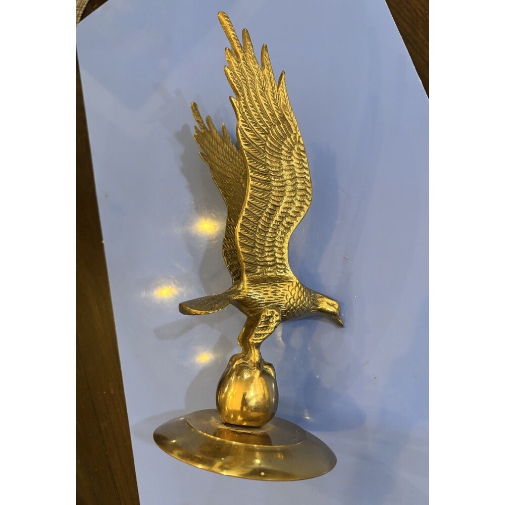 Vintage Brass American Bald Eagle Statue Sculpture 11” Figurine MCM Decor